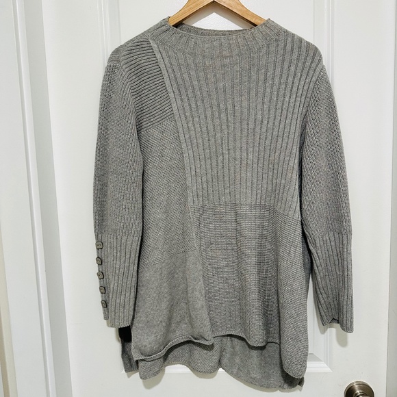 Habitat | Long Sleeve Gray Mock Neck 100% Cotton Knit Sweater - Picture 2 of 12